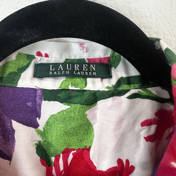Vintage Ralph Lauren Size 3X Bright Multicolor Floral Women's Shirt Office Work - Picture 3 of 7